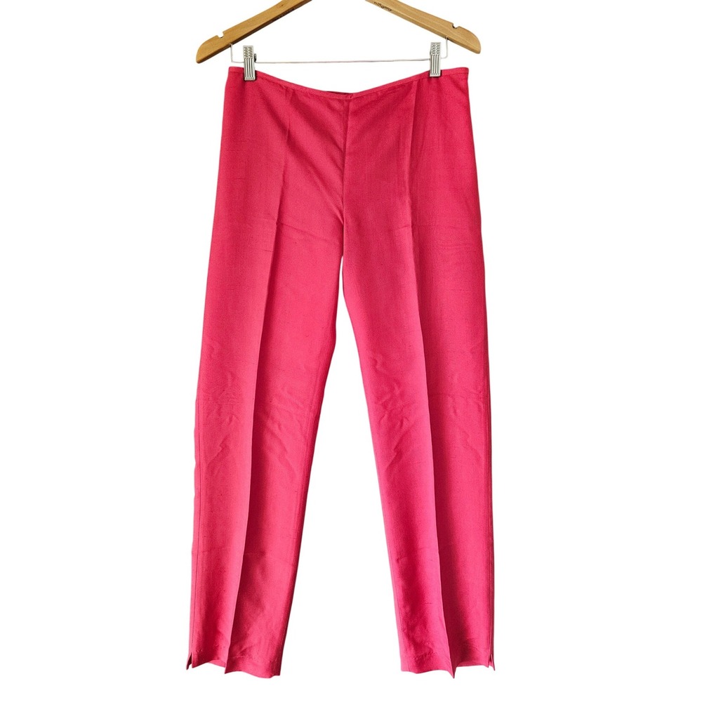 J.McLaughlin Womens Pink 100% Silk Straight Leg Dress Pants Size 6 Side Zip